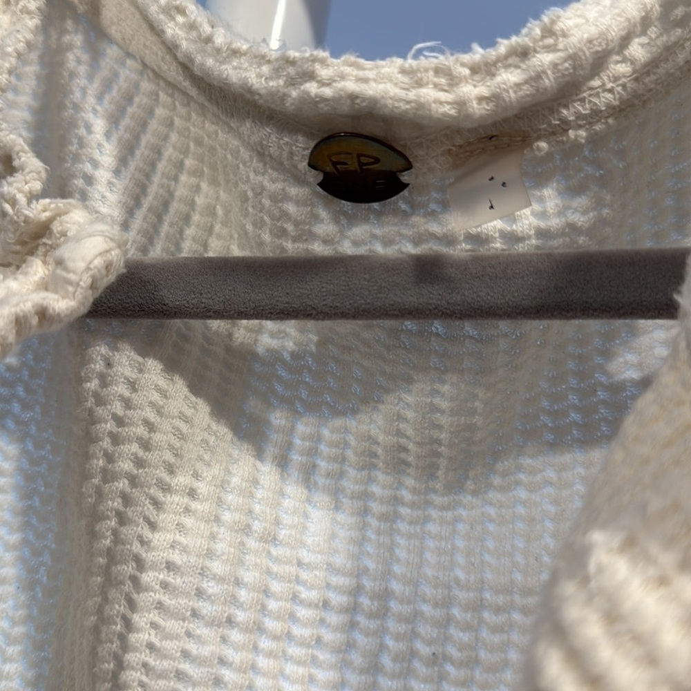 Free People Colt Long-Sleeve Waffle Knit Henley in Ecru, Size Small - Picture 5 of 6